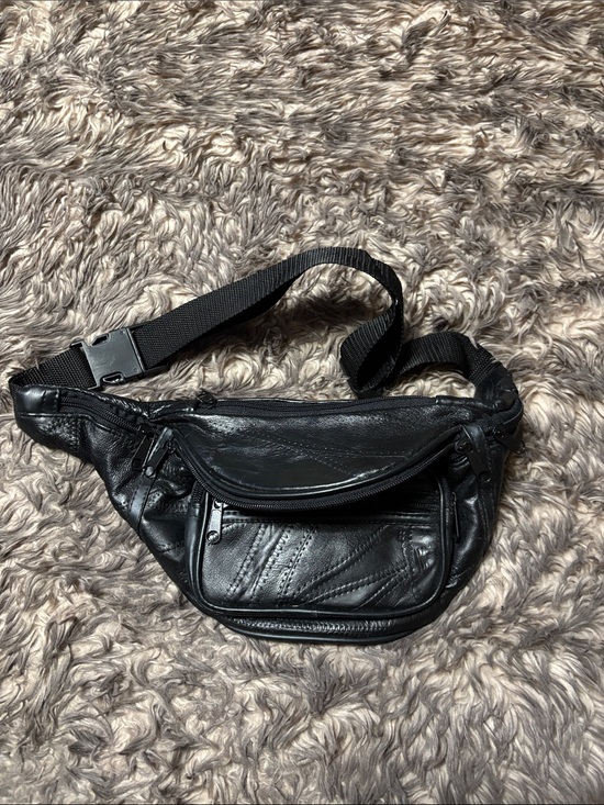 Other - Men's Black Leather Waist Pack - Sleek Everyday Belt Bag